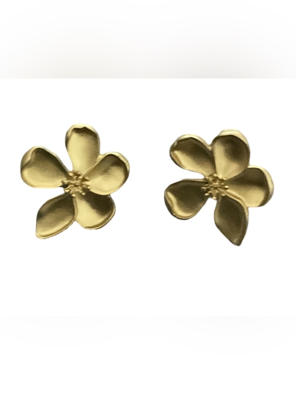 Gold Flower Statement Stud Earrings Floral Petal Botanical Jewelry